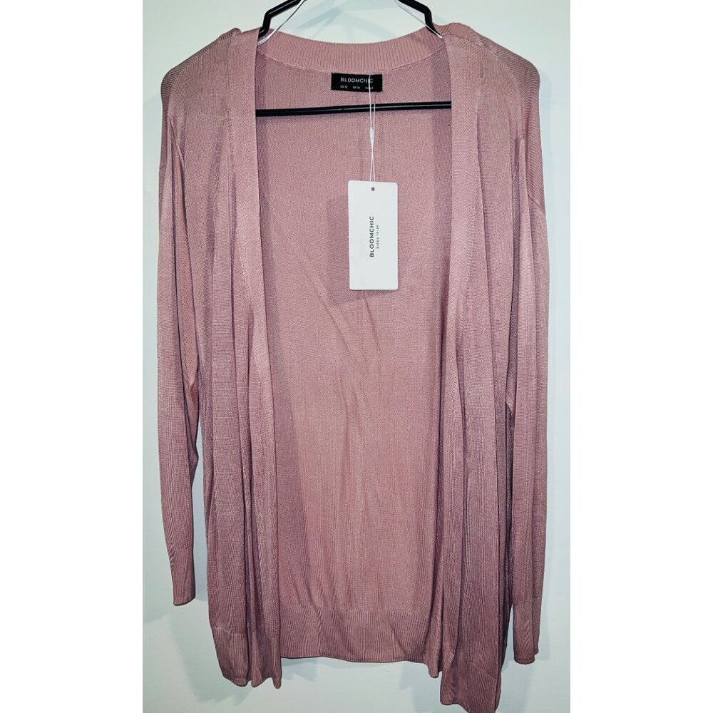 Bloomchic Cardigan Size12 Pink Blush Solid Rayon NWT